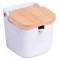 Saleiro De Mesa 10x10cm De Cerâmica Com Tampa De Madeira E Colher Bianco